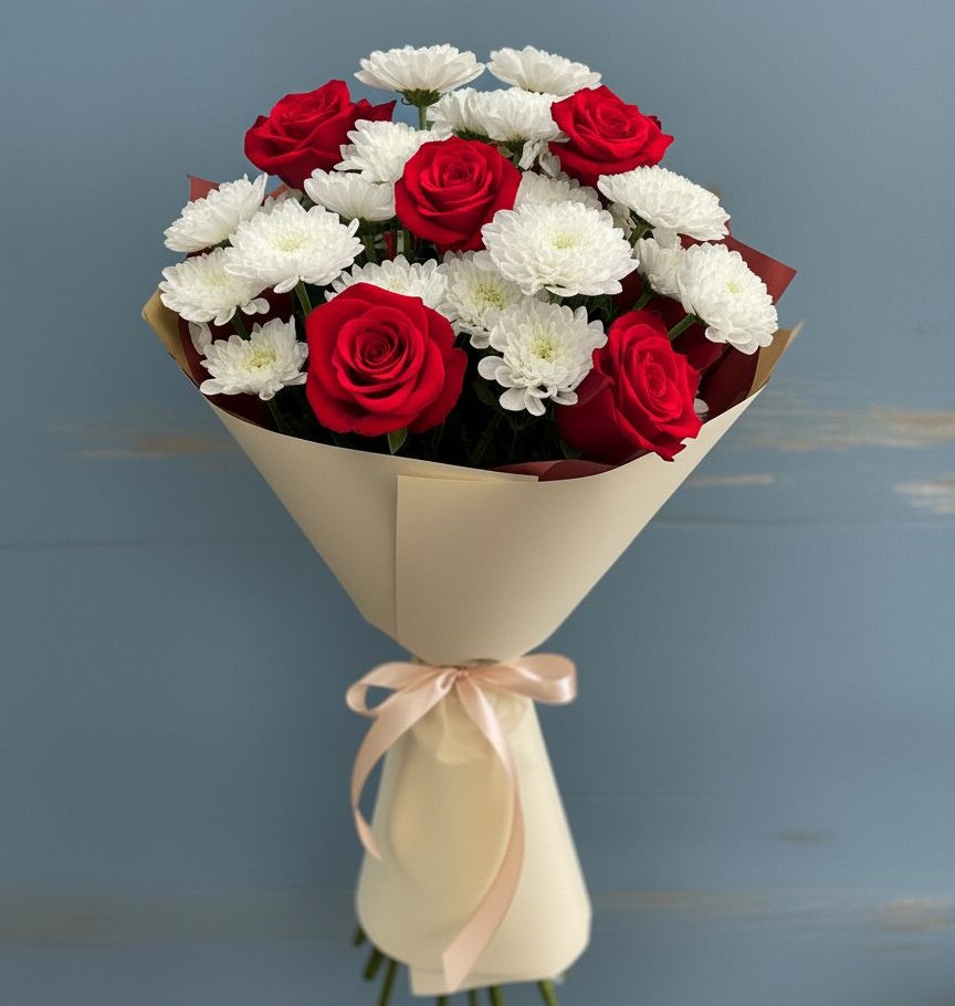 Букет цветов из: Розы и Хризантемы в Верх-Туле