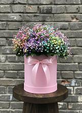 Цветочная композиция из Гипсофила и Розы в шляпной коробке в Верх-Туле