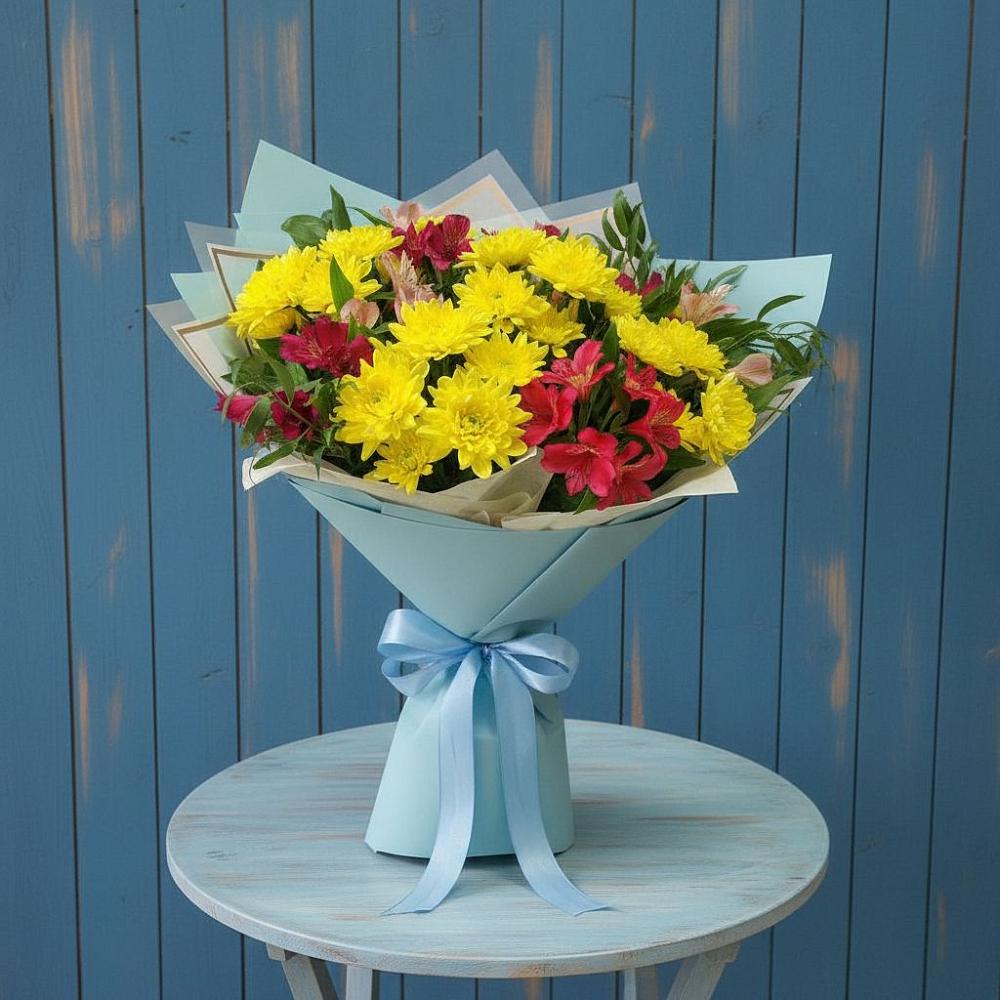 Букет цветов из: Альстромерии и Хризантемы в Верх-Туле