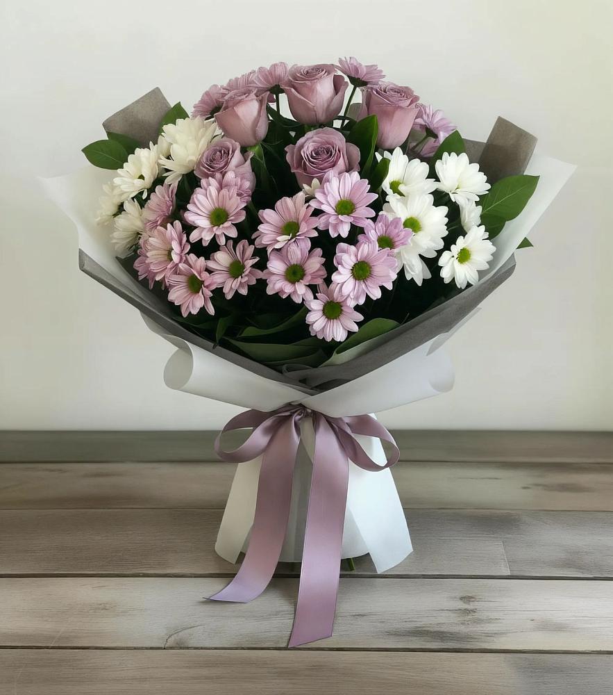 Букет цветов из: Хризантемы и Розы в Верх-Туле