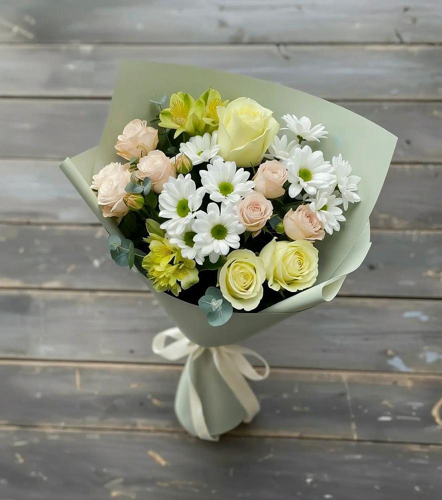 Букет цветов из: Альстромерии, Розы и Хризантемы в Верх-Туле