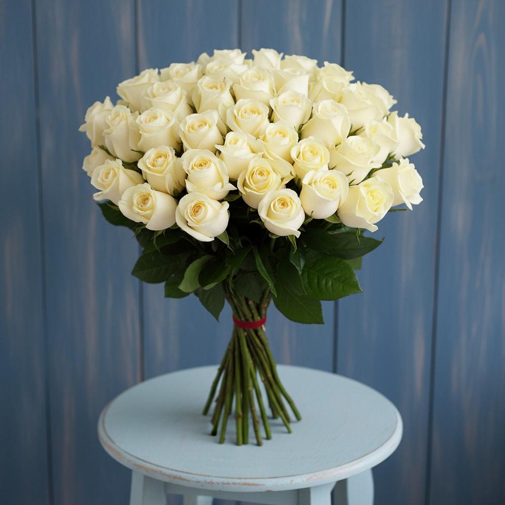 Букет 51 Белая роза Эдлесс Лав в Верх-Туле