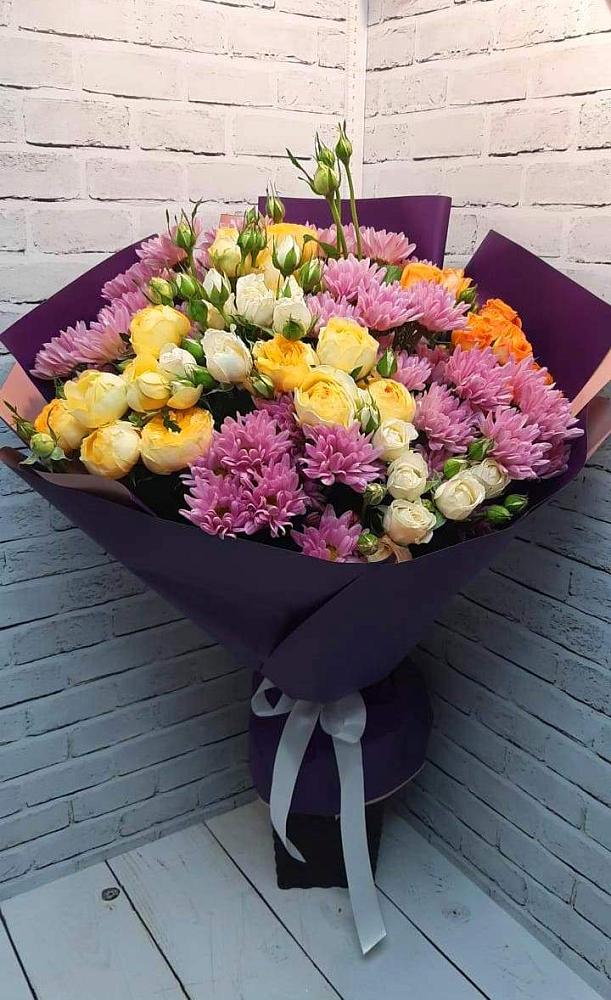 Букет цветов из: Хризантемы и Розы в Верх-Туле