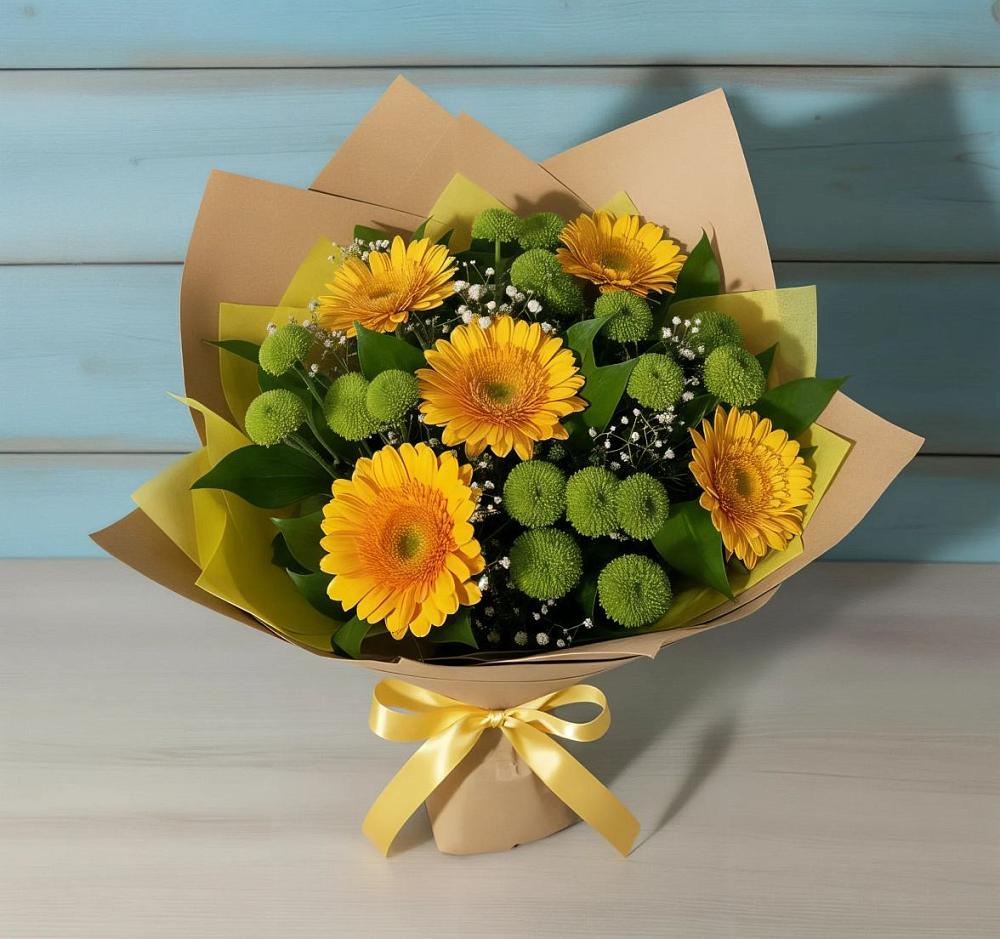 Букет цветов из: Герберы и Хризантемы в Верх-Туле