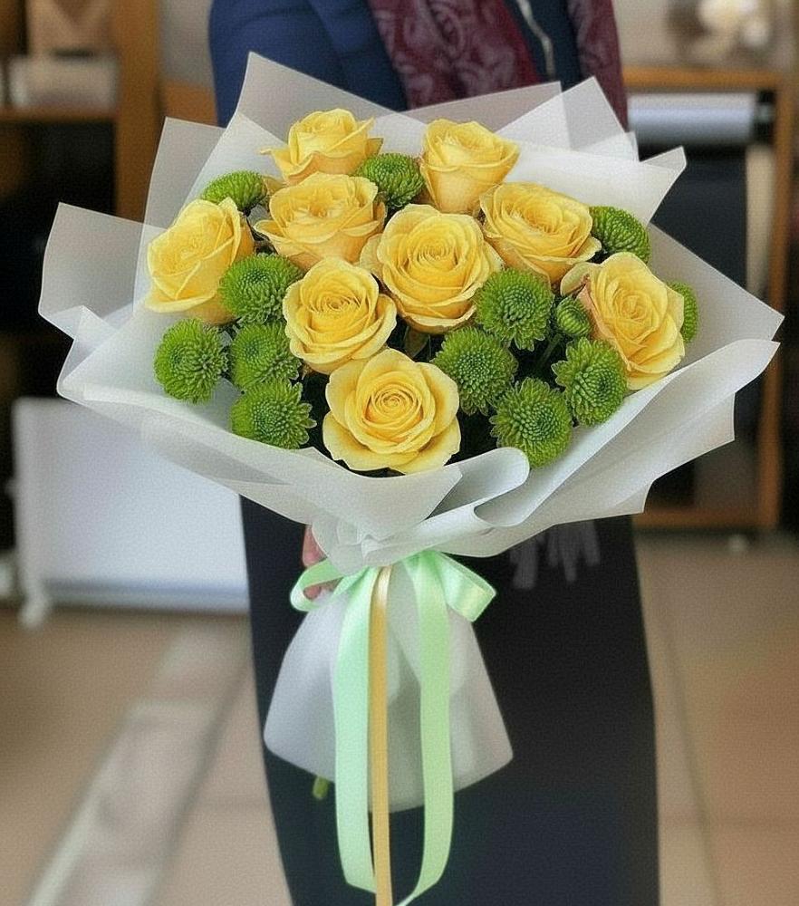 Букет цветов из: Хризантемы и Розы в Верх-Туле