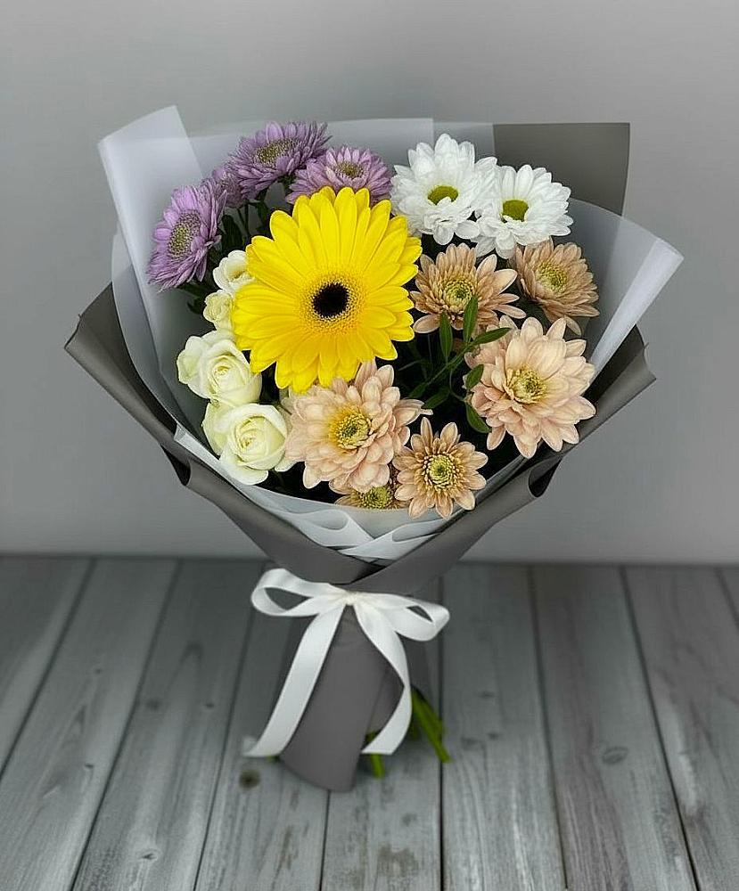 Букет цветов из: Розы, Герберы и Хризантемы в Верх-Туле
