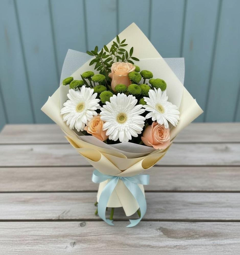Букет цветов из: Герберы, Розы и Хризантемы в Верх-Туле