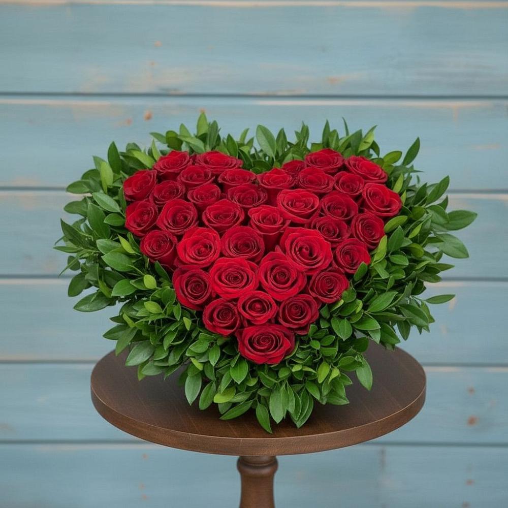 Цветочная композиция из Розы в виде сердца в Верх-Туле