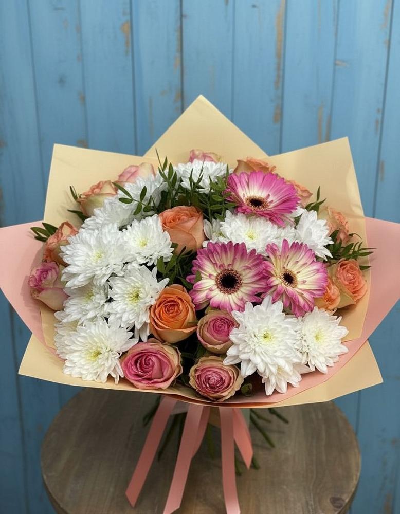 Букет цветов из: Розы, Герберы и Хризантемы в Верх-Туле