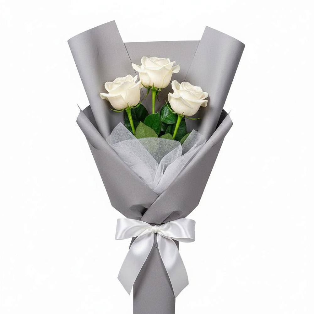 Букет 3 белые розы в Верх-Туле