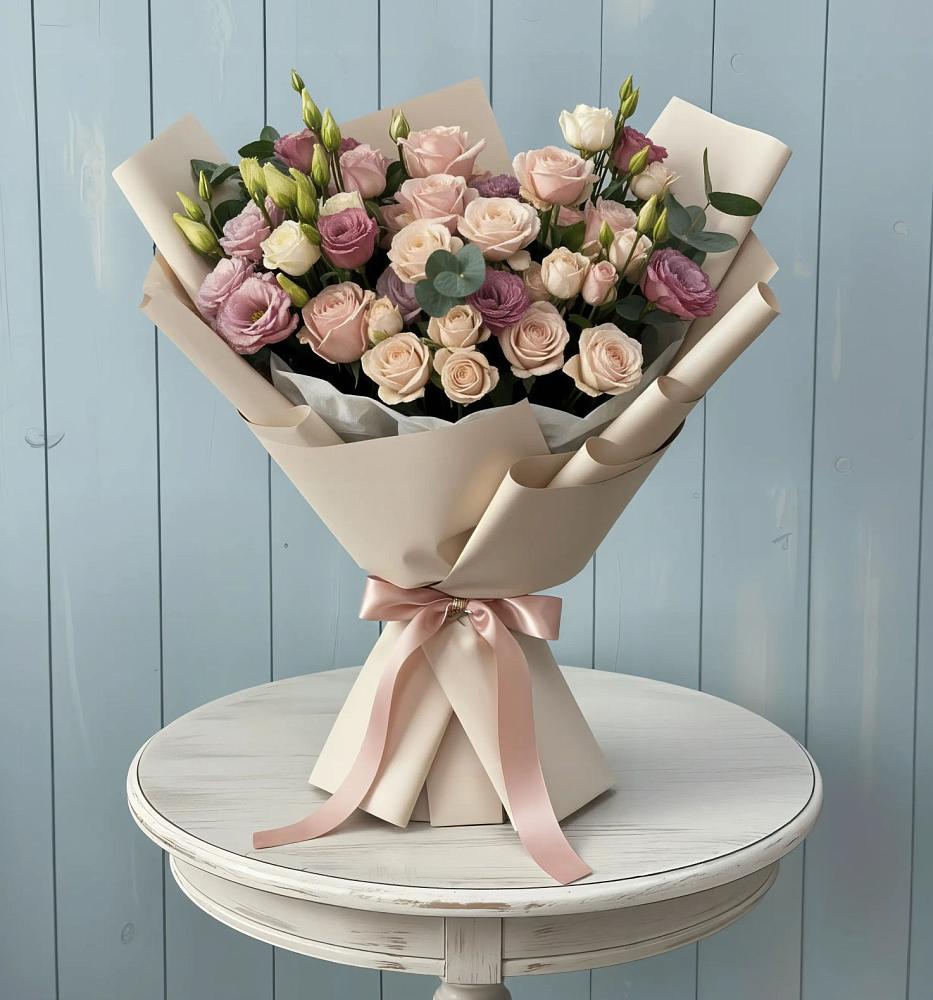 Букет цветов из: Розы и Лизиантусы в Верх-Туле