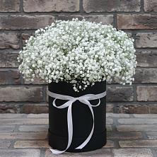 Цветочная композиция из Гипсофила в шляпной коробке в Верх-Туле