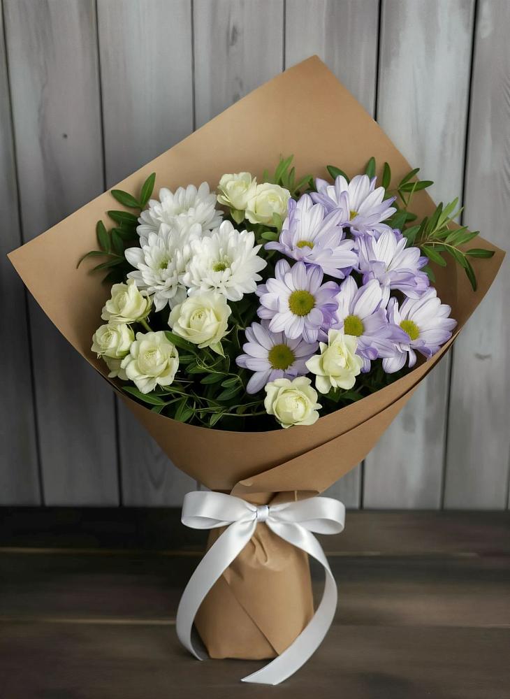 Букет цветов из: Хризантемы и Розы в Верх-Туле